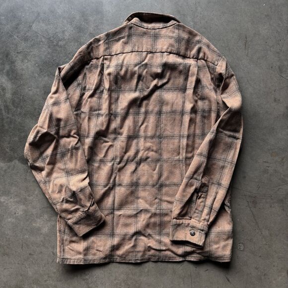 Vintage 60s Sportsman Cal Made Loop Collar Shadow Plaid Flap Pocket Large Shirt - Picture 5 of 5